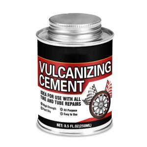 imageChemical Vulcanizing Cement 85 FLOz All Purpose Tire Repair Glue Fast Dry Rubber Cement Clear Patch Plug Kit with Brush Top Can for Car Motorcycle Bike