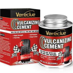 imageChemical Vulcanizing Cement Clear Tire Repair Glue All Purpose Rubber Cement Heavy Duty Tire Patch Kit with Brush Top Can for Car Motorcycle Bike 85Oz85FLOz