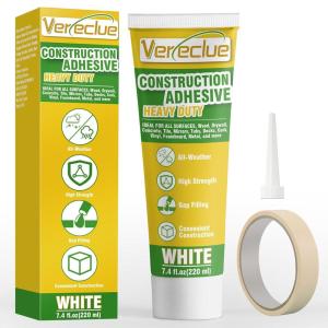 imageConstruction Adhesive Heavy Duty Versatile Cement Concrete Glue for Tile Stone Floor Wall and More 74 Ounce White 1 Pack220ml1
