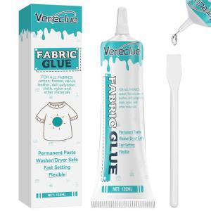 imageFabric Glue 120ml Washable Clear Adhesive for Clothing Cotton Flannel Denim Leather Polyester Doll Repair 120ml1120ml1