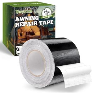 imageTent Repair Tape 3 inches x 33FT Heavy Duty Waterproof Tear Patch Kit for RV Awning Tarp Boat Covers Tent Black Sail