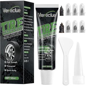 imageTire Repair Glue Sidewall Tire Repair Kit Rubber Cement Tire Repair Two Sizes Tire Repair Nail Black Tire Glue Sidewall Repair for Bike Car Motorcycle Truck Tractor 50ml