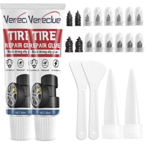imageTire Repair Glue Tire Sidewall Repair Kit Black Rubber Cement Patch Kit Two Sizes Rubber Nail Repair Motorcycle Car Truck Tractor Mower 50ml250ml2