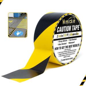 imageWarning Safety Stripe Hazard Caution Tape 2 Inch x 110FT Black and Yellow Strong Adhesive Wear Resistance Warterproof Floor Marking Ideal for Walls Pipes and Equipment 1pcs1pcs