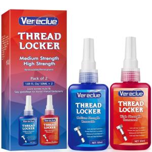 imageThread Lock 50ml2 Medium Strength Threadlocker Thread Locker for Nuts Bolts Metal Fasteners to Against Losening and Seal Blue2Blue and Red