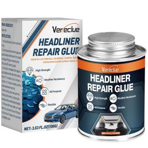 imageHeadliner Repair Glue 353OZ Flexible Car Roof Liner Adhesive Strong Upholstery Glue for Cars with Brush Suitable for Automotive interiors Fabric Leather 100g100g