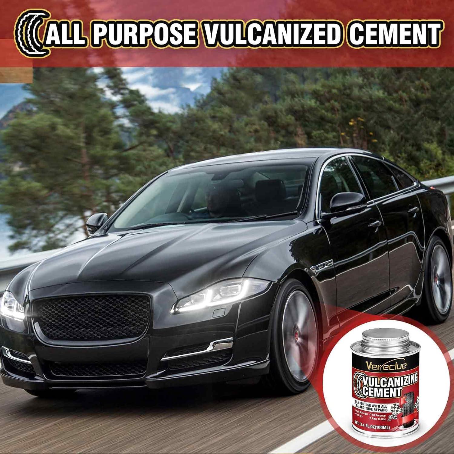 imageChemical Vulcanizing Cement 34FLOz All Purpose Tire Repair Rubber Glue Dry Clear Rubber Cement Tire Patch Glue with Brush Top Can for Car Motorcycle Bike Tires