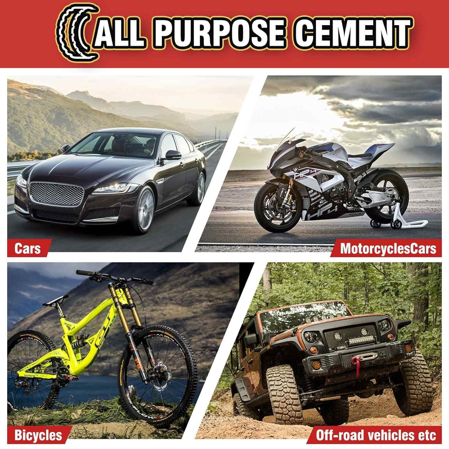 imageChemical Vulcanizing Cement 34FLOz All Purpose Tire Repair Rubber Glue Dry Clear Rubber Cement Tire Patch Glue with Brush Top Can for Car Motorcycle Bike Tires