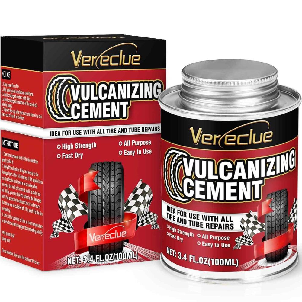 imageChemical Vulcanizing Cement 34FLOz All Purpose Tire Repair Rubber Glue Dry Clear Rubber Cement Tire Patch Glue with Brush Top Can for Car Motorcycle Bike Tires