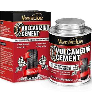 imageChemical Vulcanizing Cement 34FLOz All Purpose Tire Repair Rubber Glue Dry Clear Rubber Cement Tire Patch Glue with Brush Top Can for Car Motorcycle Bike Tires